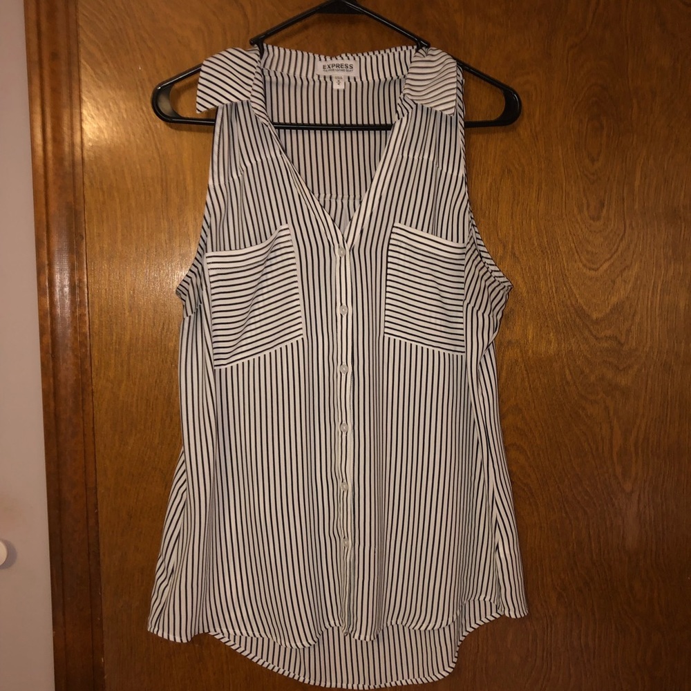 Express black and white collared tank